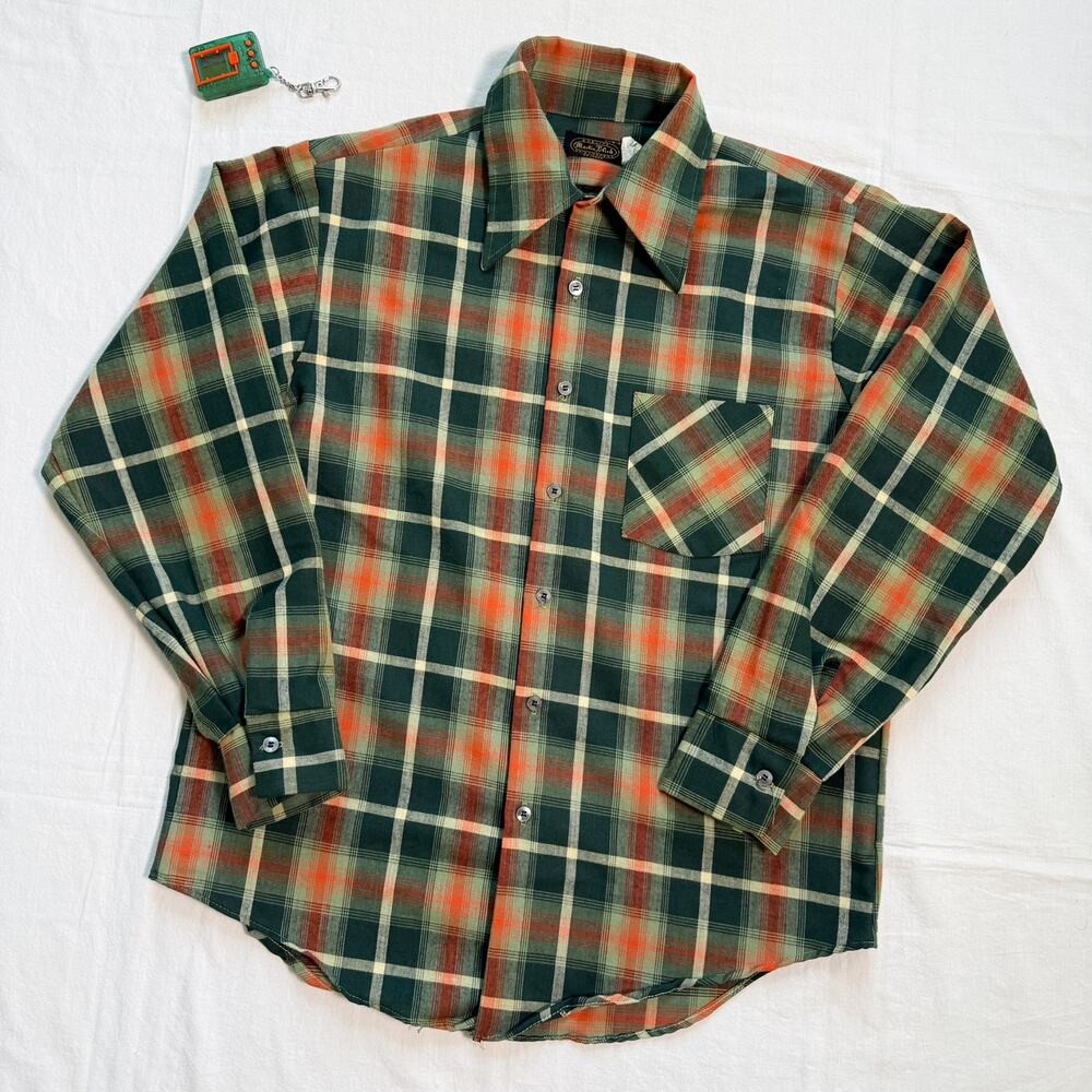 Vintage 70's Martin Efird Plaid Shirt - L
